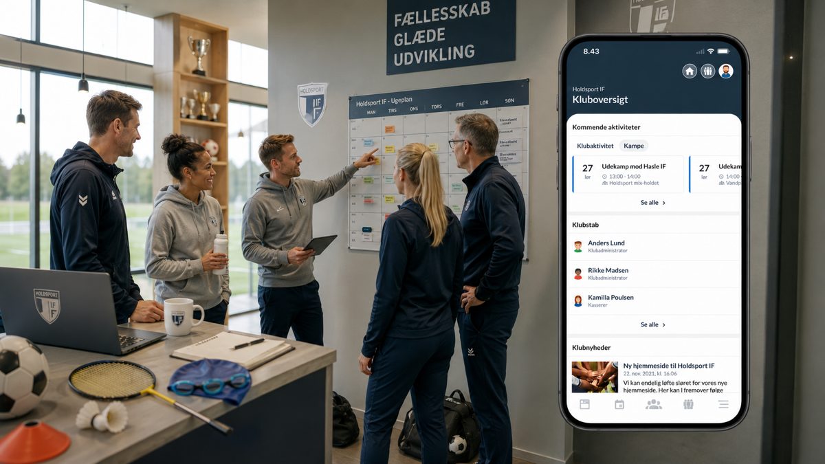 Klub- og aktivitetsoverblik i Holdsport-appen